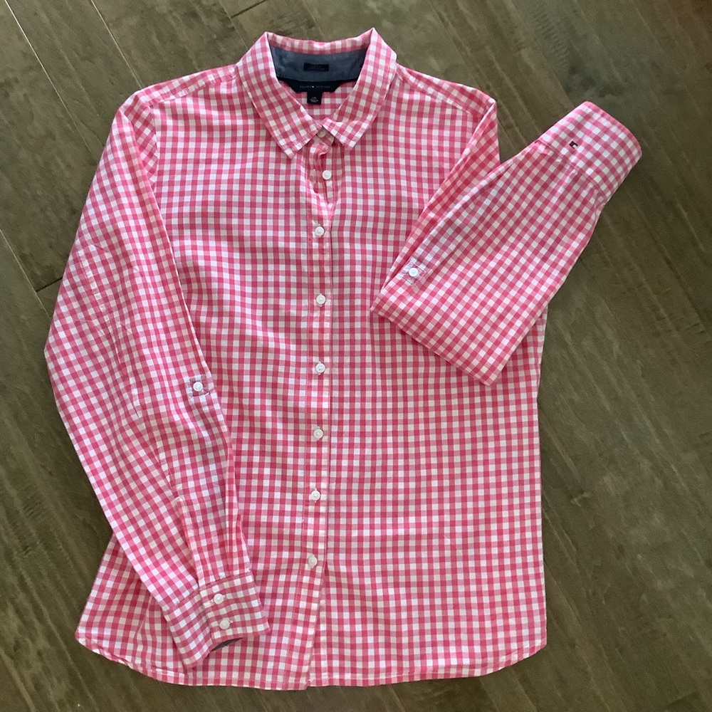 Tommy Hilfiger Pink & White Gingham Button-Down Shirt